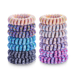 TIZZYT front packaging showing 14 colorful spiral hair ties, easy selection