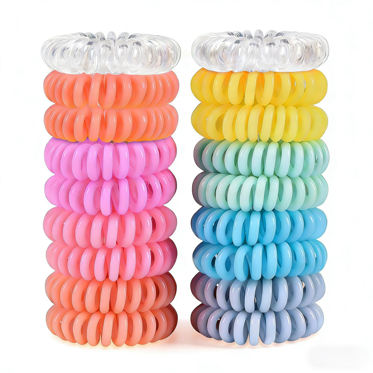 TIZZYT front packaging showing 18 macaron spiral hair ties and color variety