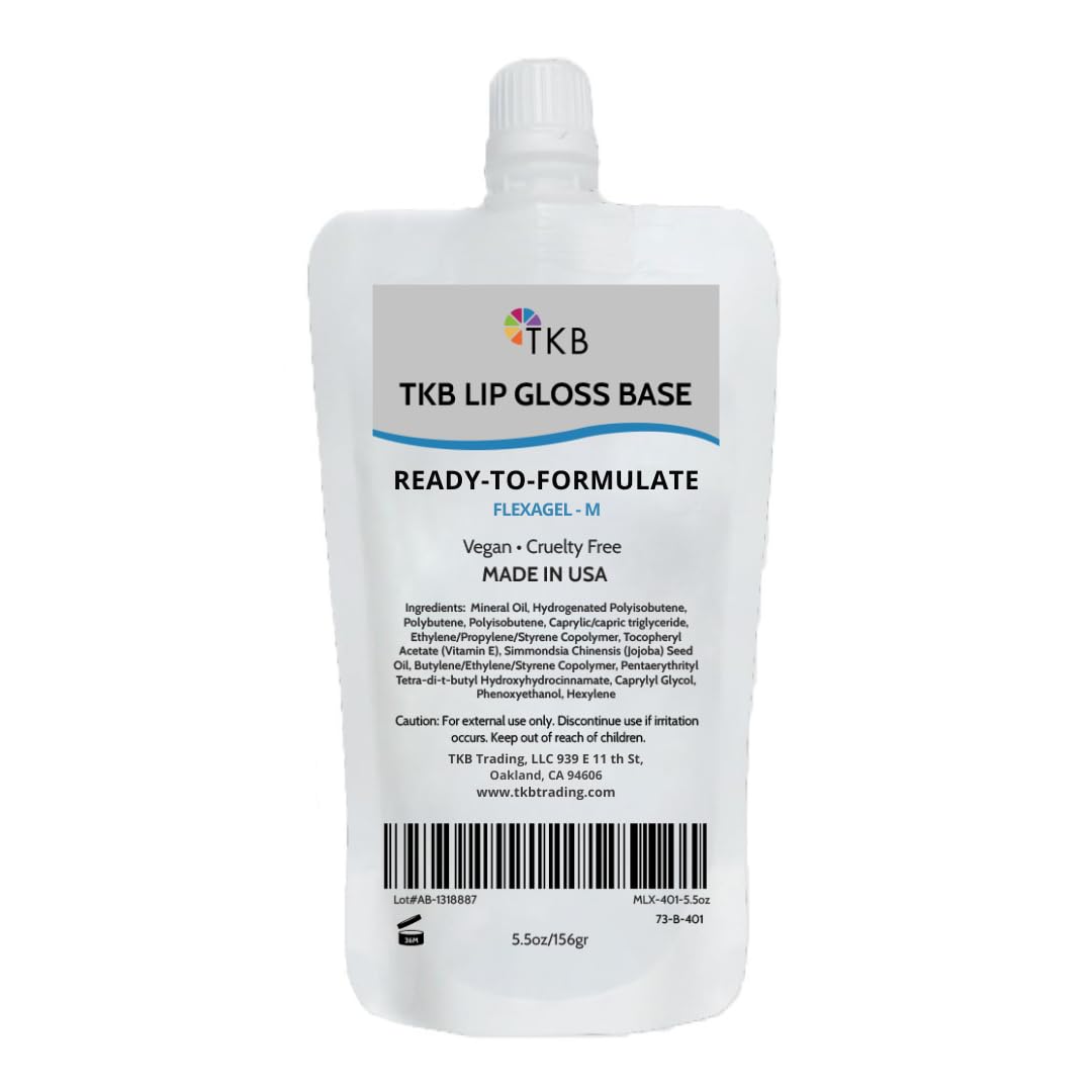 TKB Flexagel M front tub showing clear vegan base and label, easy identification benefit