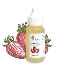 TKB Flavor Oil bottle front showing strawberry label and clear dropper for easy dosing
