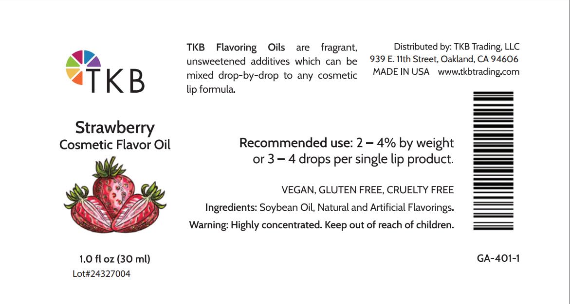 TKB strawberry flavor oil blended into gloss base showing smooth texture and color