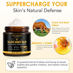 TKTALKER raw honey, beeswax, and grass-fed tallow ingredients arranged to show natural sourcing