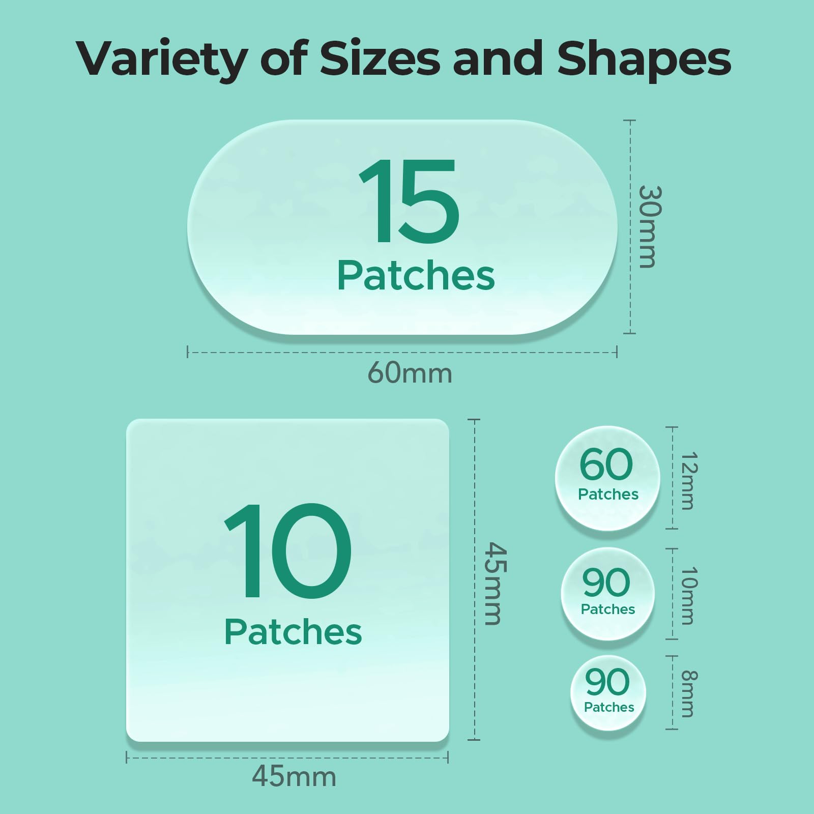 TKTK assorted acne dots display showing multiple sizes for targeted treatment
