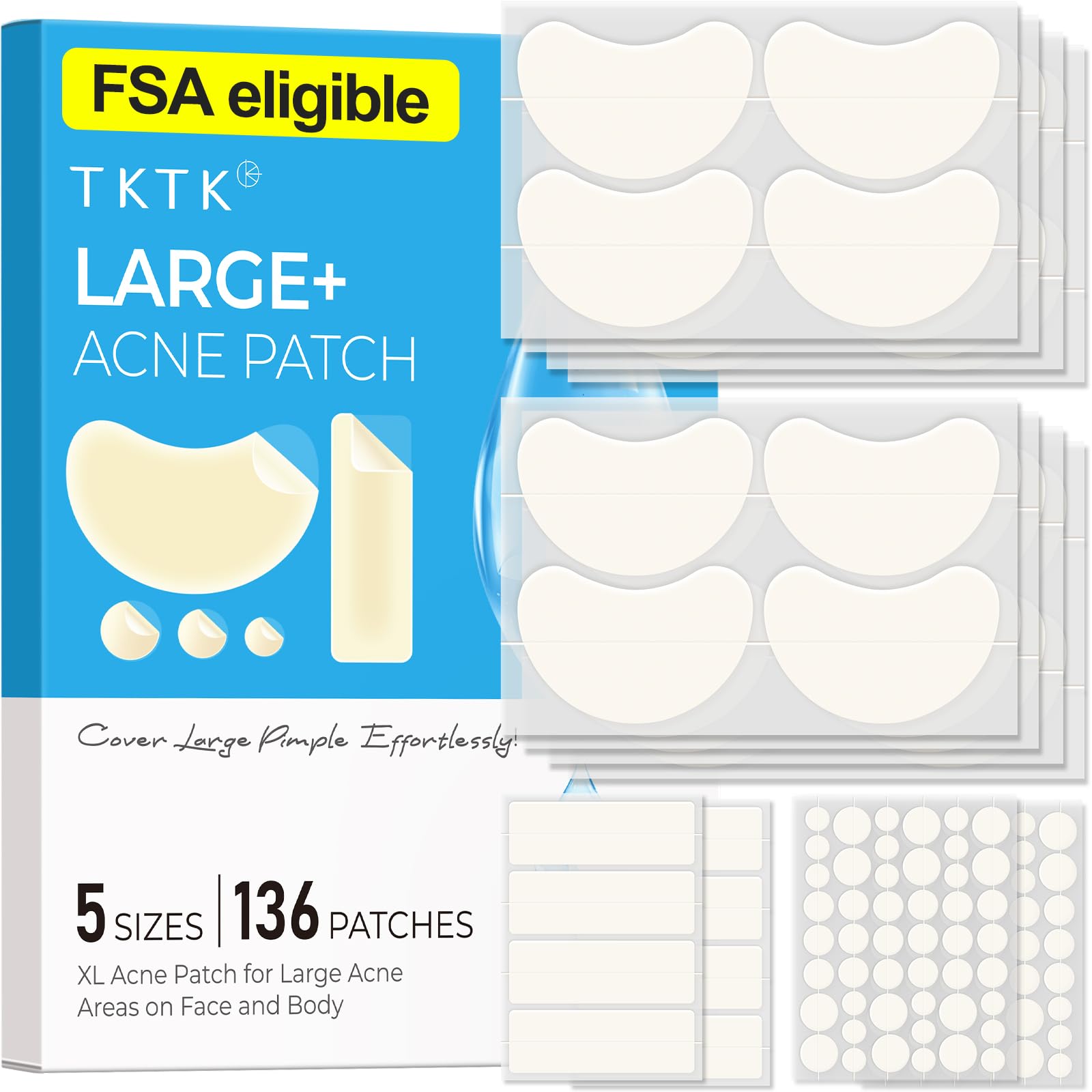 TKTK front packaging showing 136-count set and sizes benefit quick selection