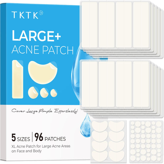 TKTK front packaging showing 96-count acne patch variety and benefits