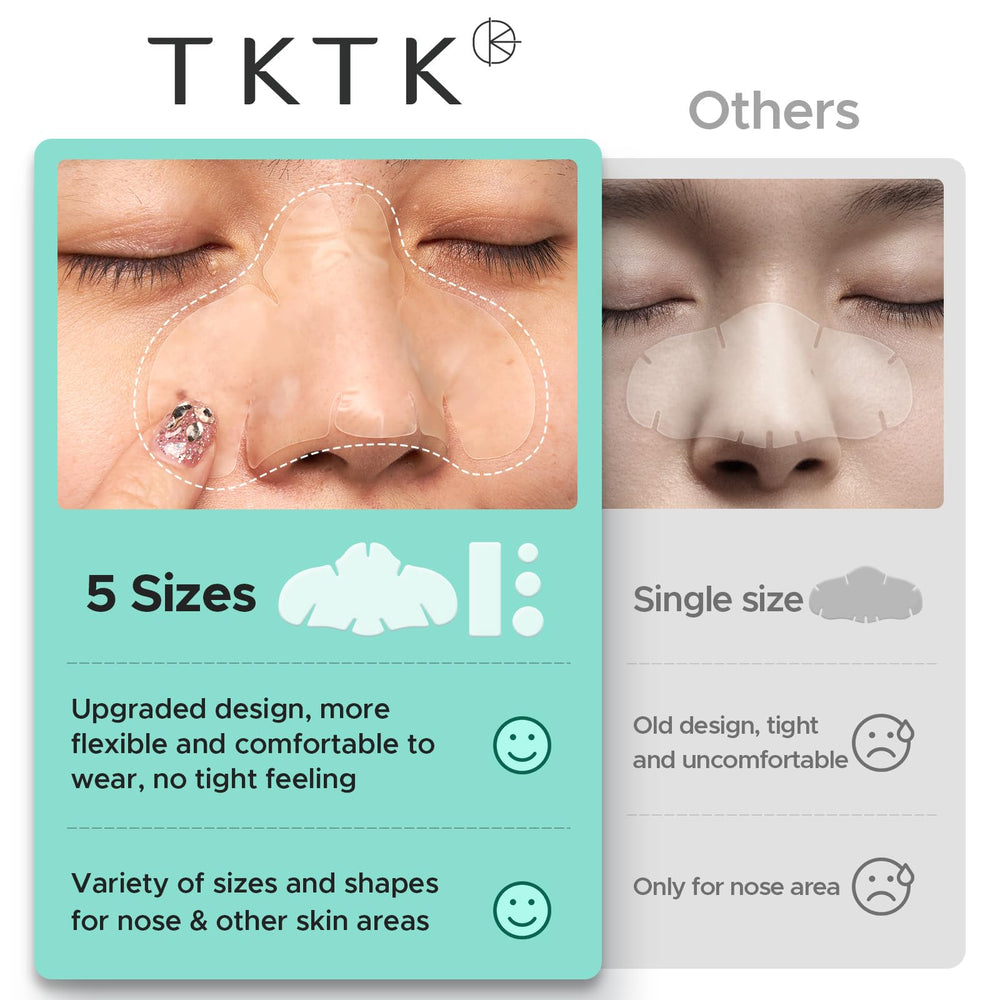 TKTK nose patch applied on profile showing discreet wear and oil absorption