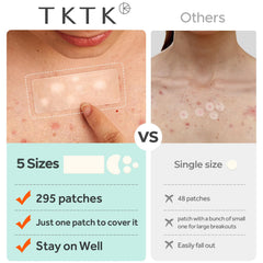 TKTK patch on chest showing large-area coverage for body blemishes