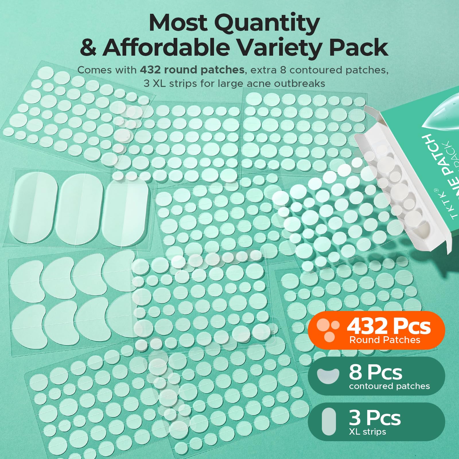 TKTK assorted patch sizes laid flat to show dots and strips
