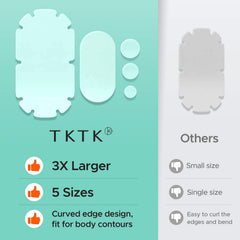 TKTK small dot patches on cheek showing discreet face application and concealment
