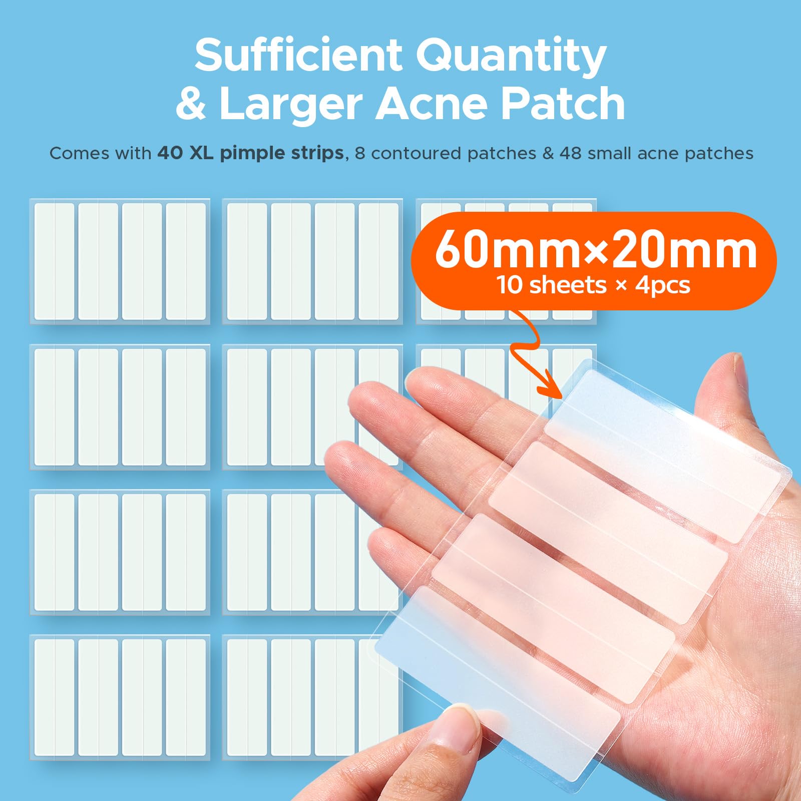 TKTK close-up of XL 60x20mm hydrocolloid strip showing absorbent texture