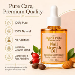 The Mani Pedi Essentials label close-up showing ingredients for gentle nourishment