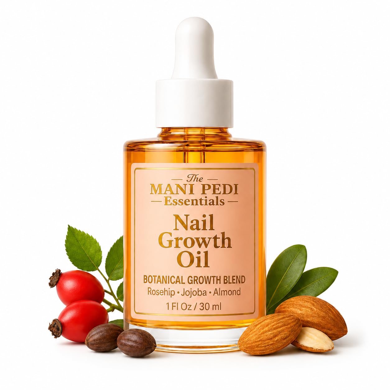The Mani Pedi Essentials front bottle showing product branding and size benefits