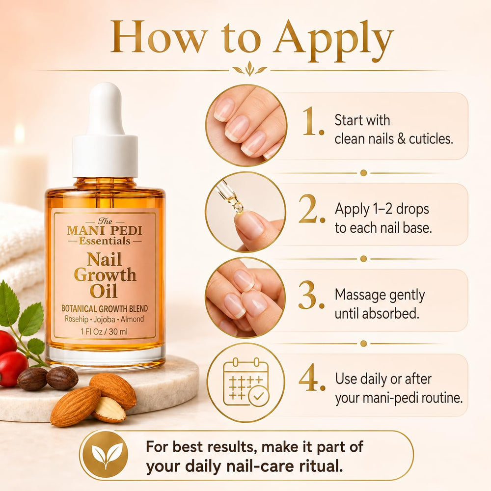The Mani Pedi Essentials applied during a manicure showing smoother cuticles benefit