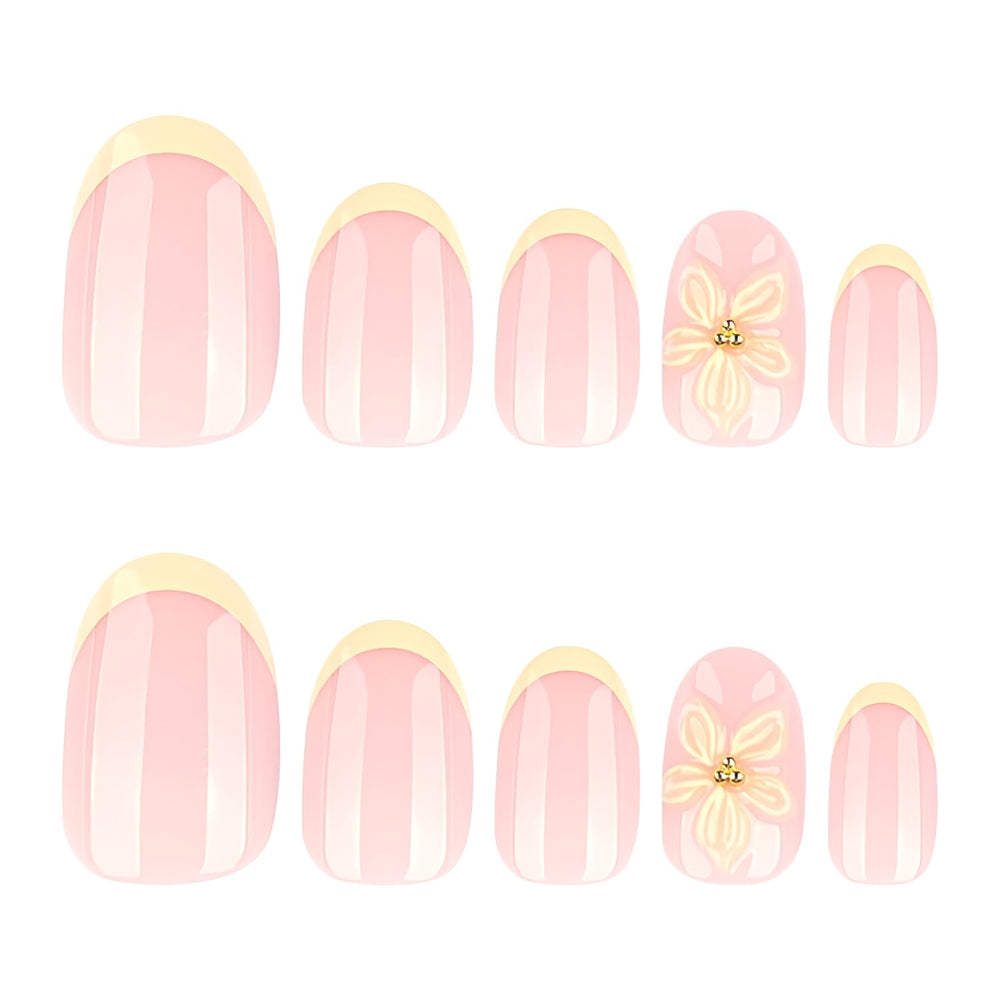 Tnbuokas nails worn on hand in short almond shape showing instant polished style