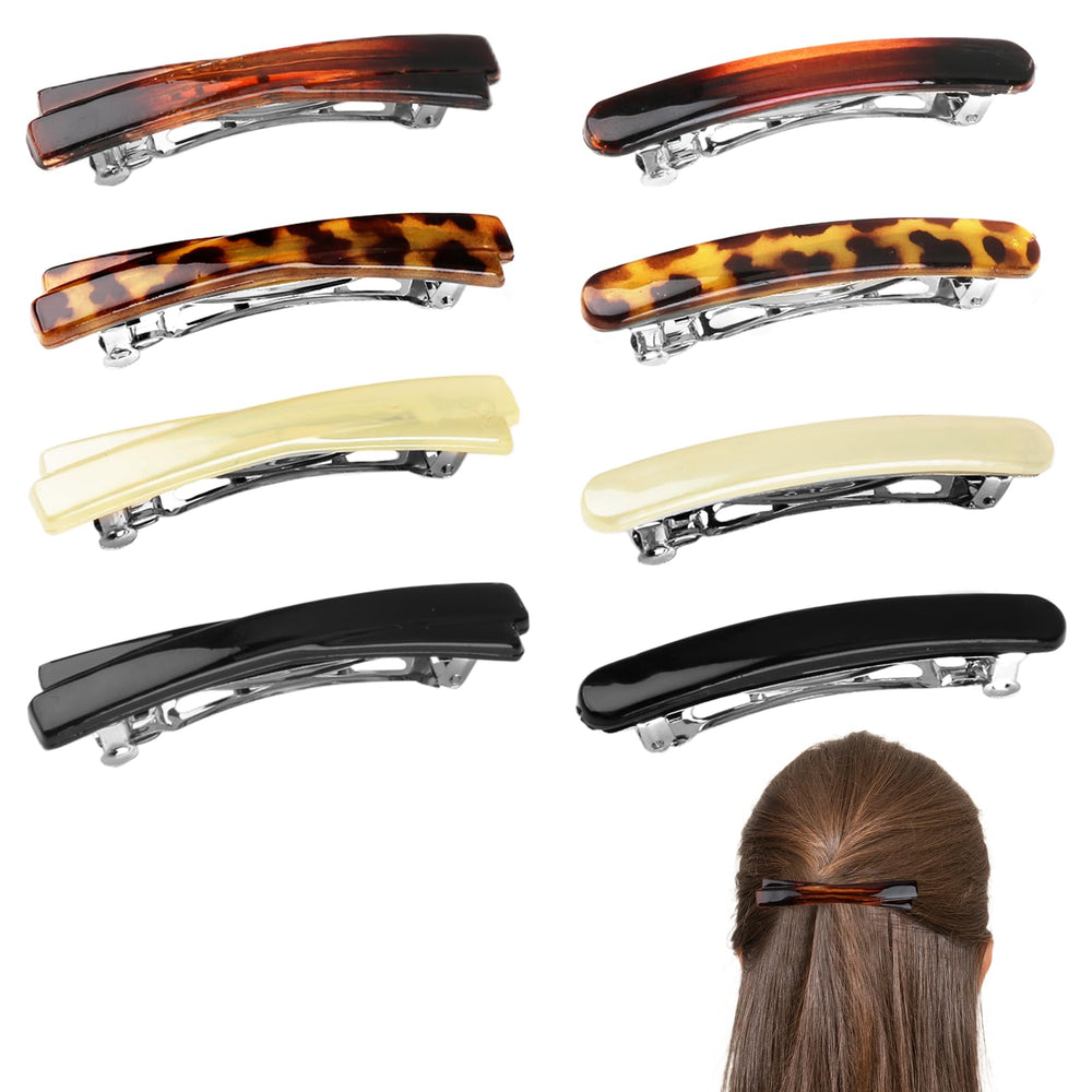 TNJPSEK front packaging showing eight glossy French barrettes for organized styling
