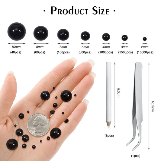 TOAOB closeup glossy surface of black half-round pearls showing smooth finish benefit