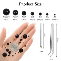 TOAOB closeup glossy surface of black half-round pearls showing smooth finish benefit