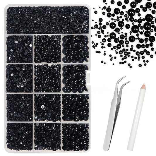 TOAOB front-of-box showing black pearl assortment and included tools for crafting
