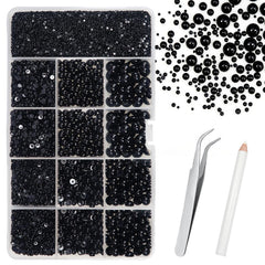TOAOB front-of-box showing black pearl assortment and included tools for crafting