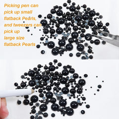 TOAOB tweezers and white picker pen in hand for precise pearl placement benefit