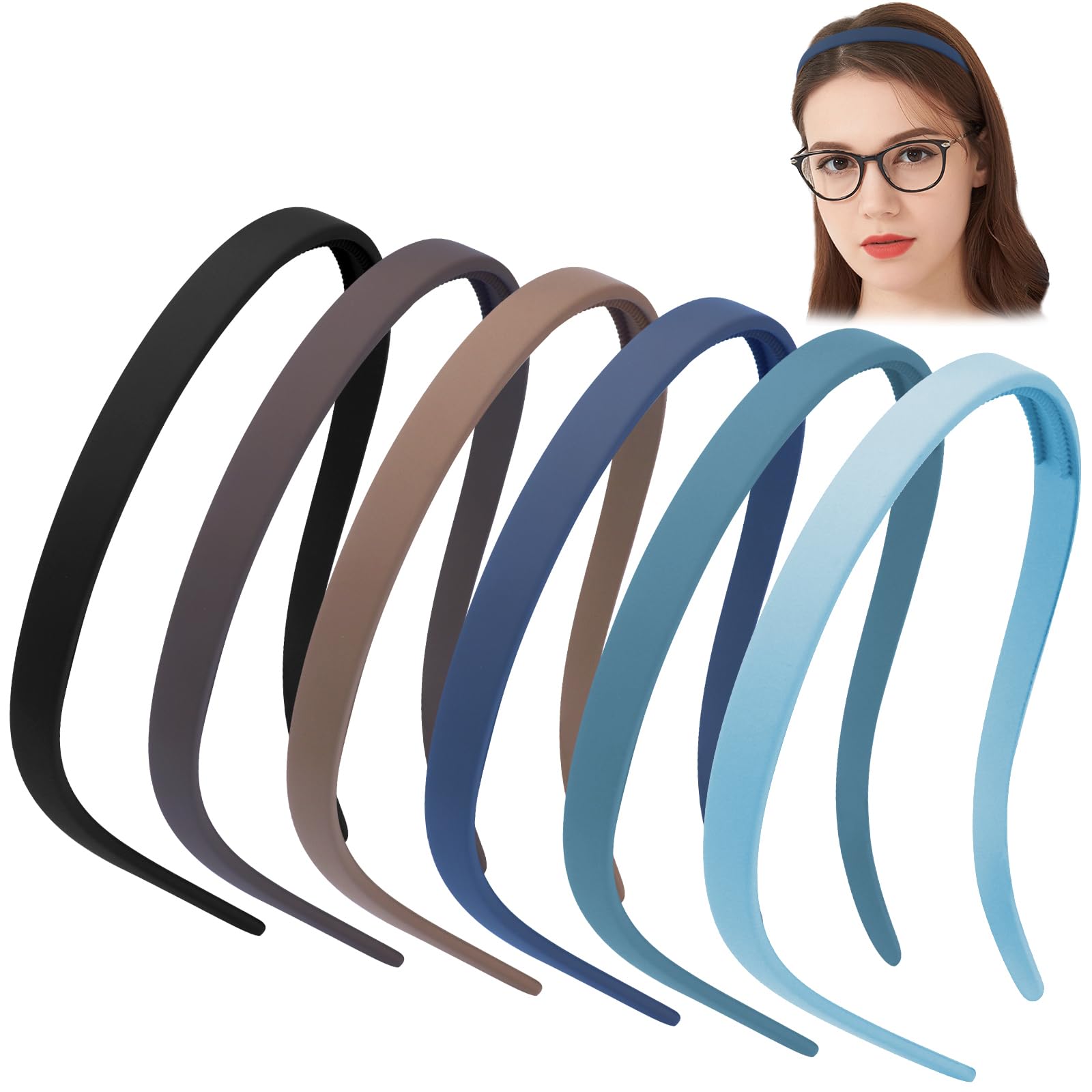 TOBATOBA front view of six headbands shows colors and travel-ready convenience