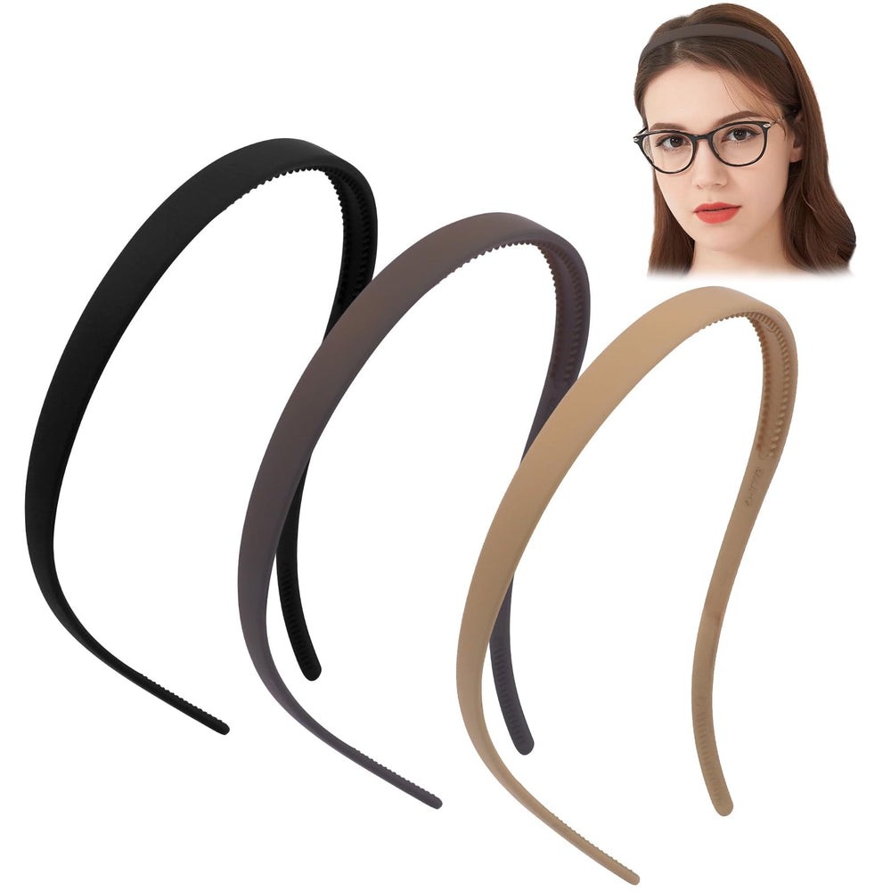TOBATOBA front view of three headbands showing colors and shape for easy outfit matching