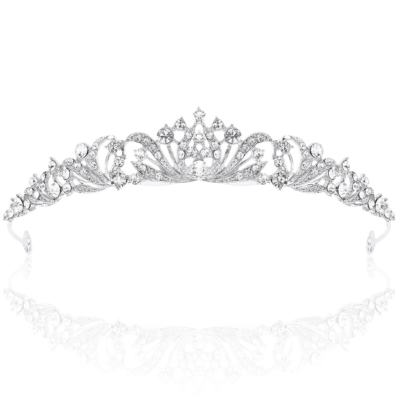 TOBATOBA front view of silver tiara showing elegant silhouette and sparkle