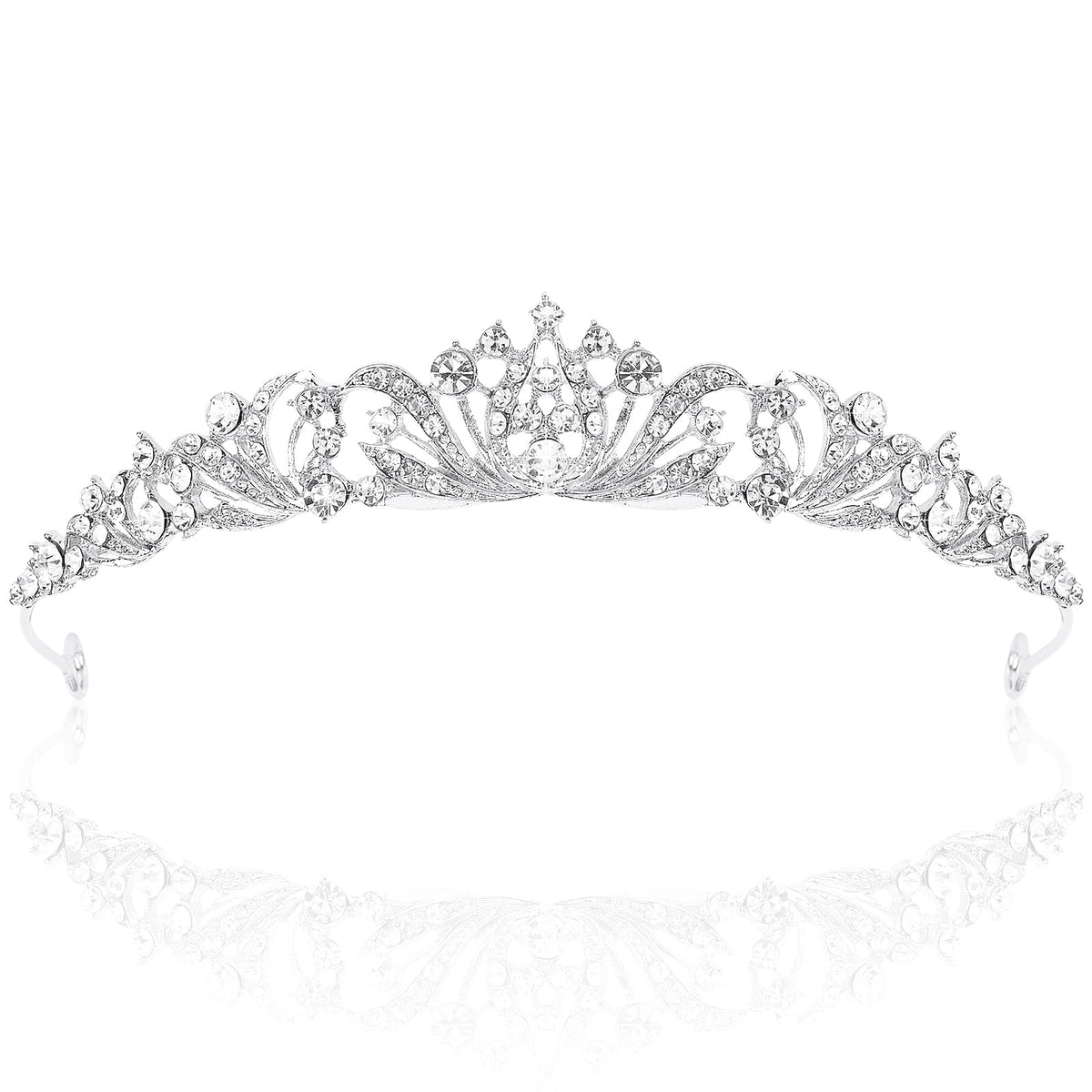 TOBATOBA front view of silver tiara showing elegant silhouette and sparkle