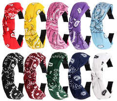 TOBATOBA front view of ten paisley headbands showing variety and ready-to-wear styling