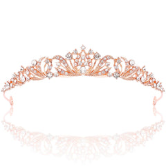 TOBATOBA rose gold tiara front view showing regal design and polish