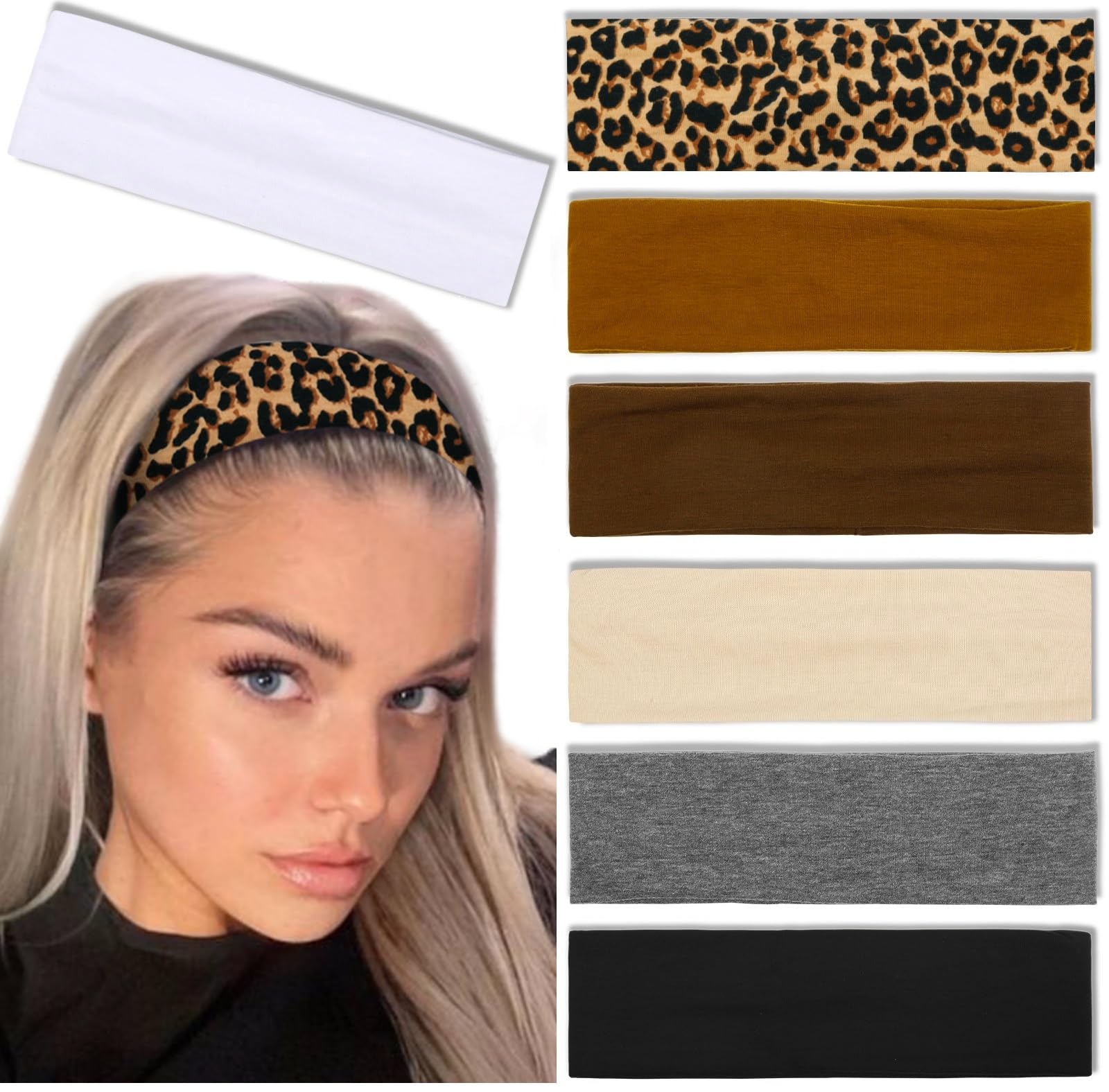 Tobeffect front flat lay showing seven headbands and color variety for outfit matching