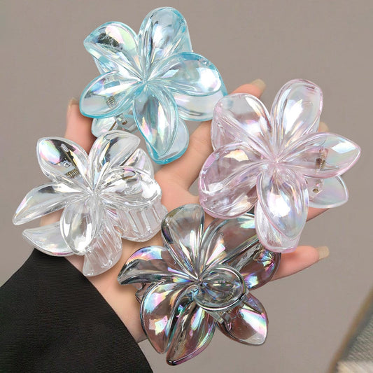 Tobeffect front view of four flower clips showing colors and sparkle benefit