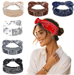 Tobeffect front view of six paisley headbands showing color variety and styling options