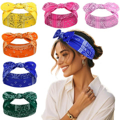 Tobeffect front view of six-pack paisley headbands showing color variety and packaging benefit