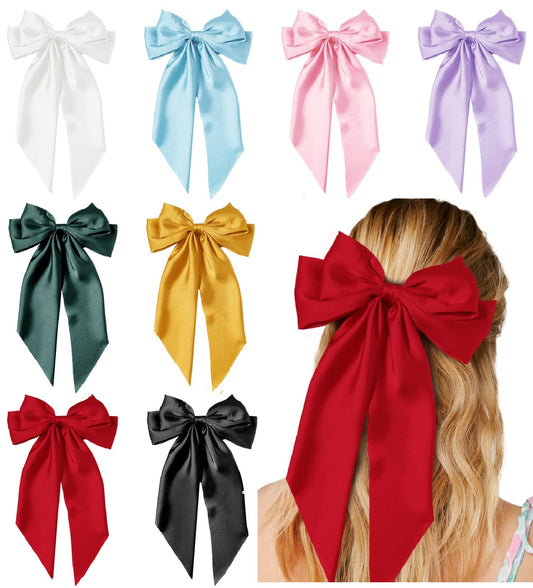 Tobeffect front view of eight colorful satin bows showing variety and style