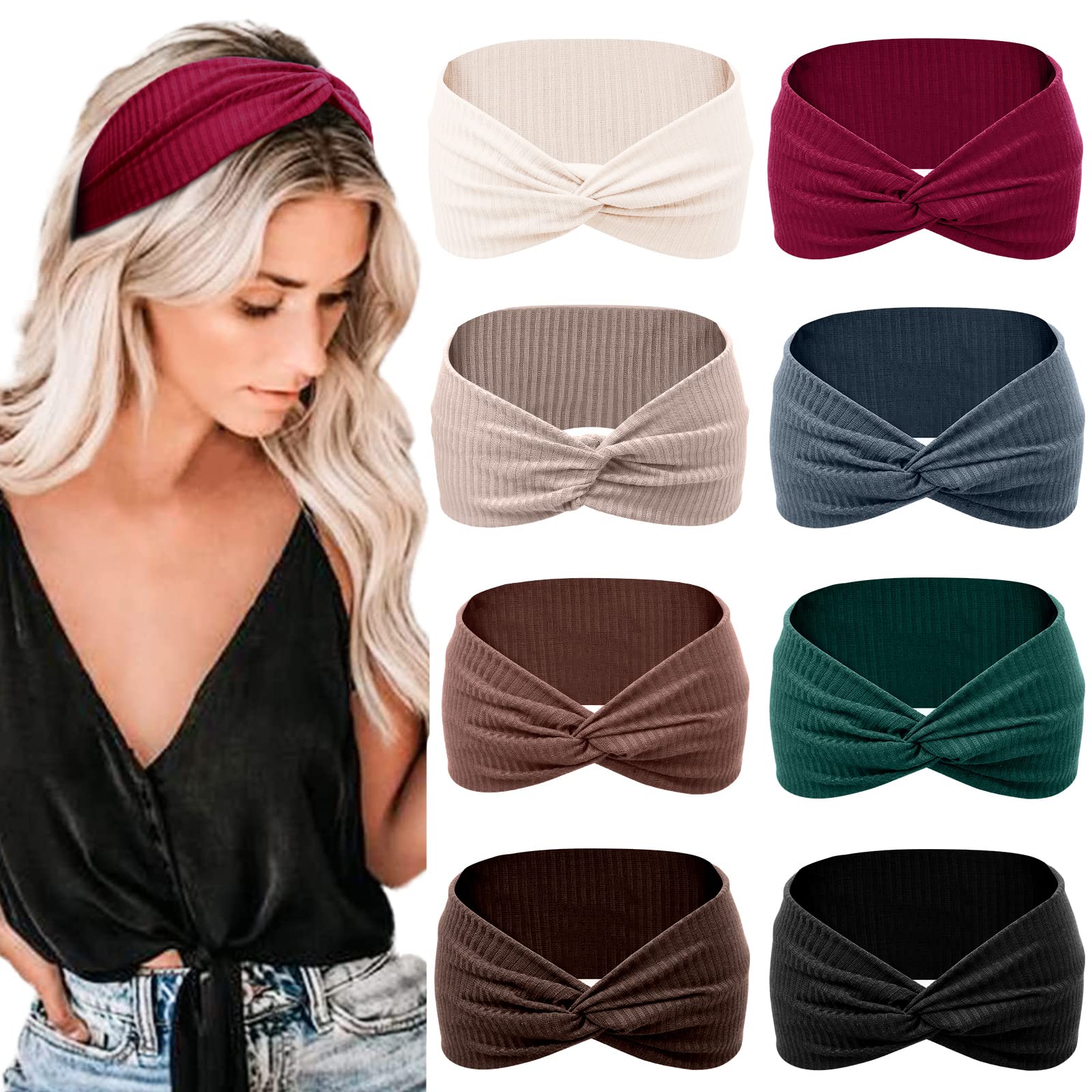 Tobeffect front view of eight-color headband set showing variety and convenience