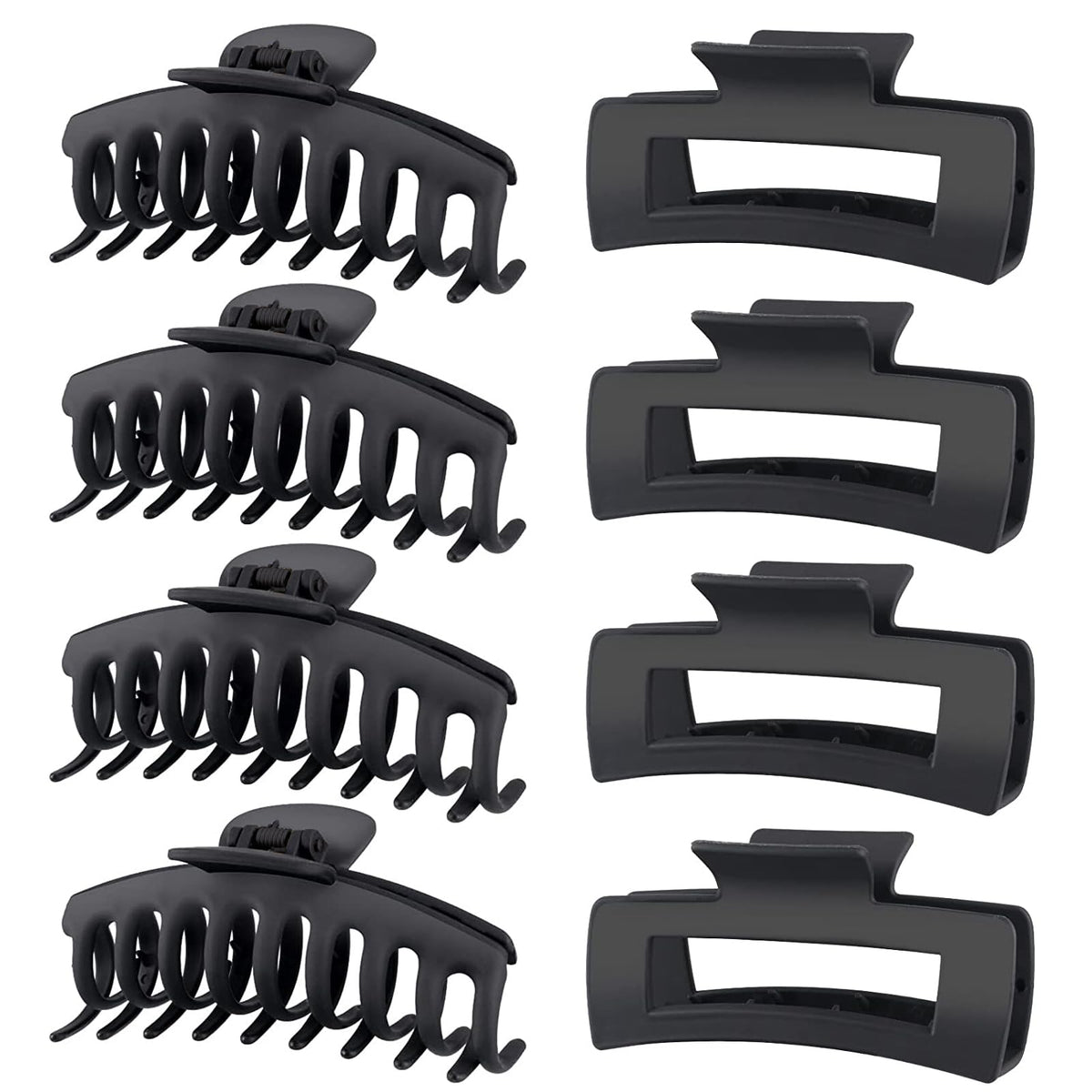 TOCESS front view of eight black jumbo clips showing secure set benefits