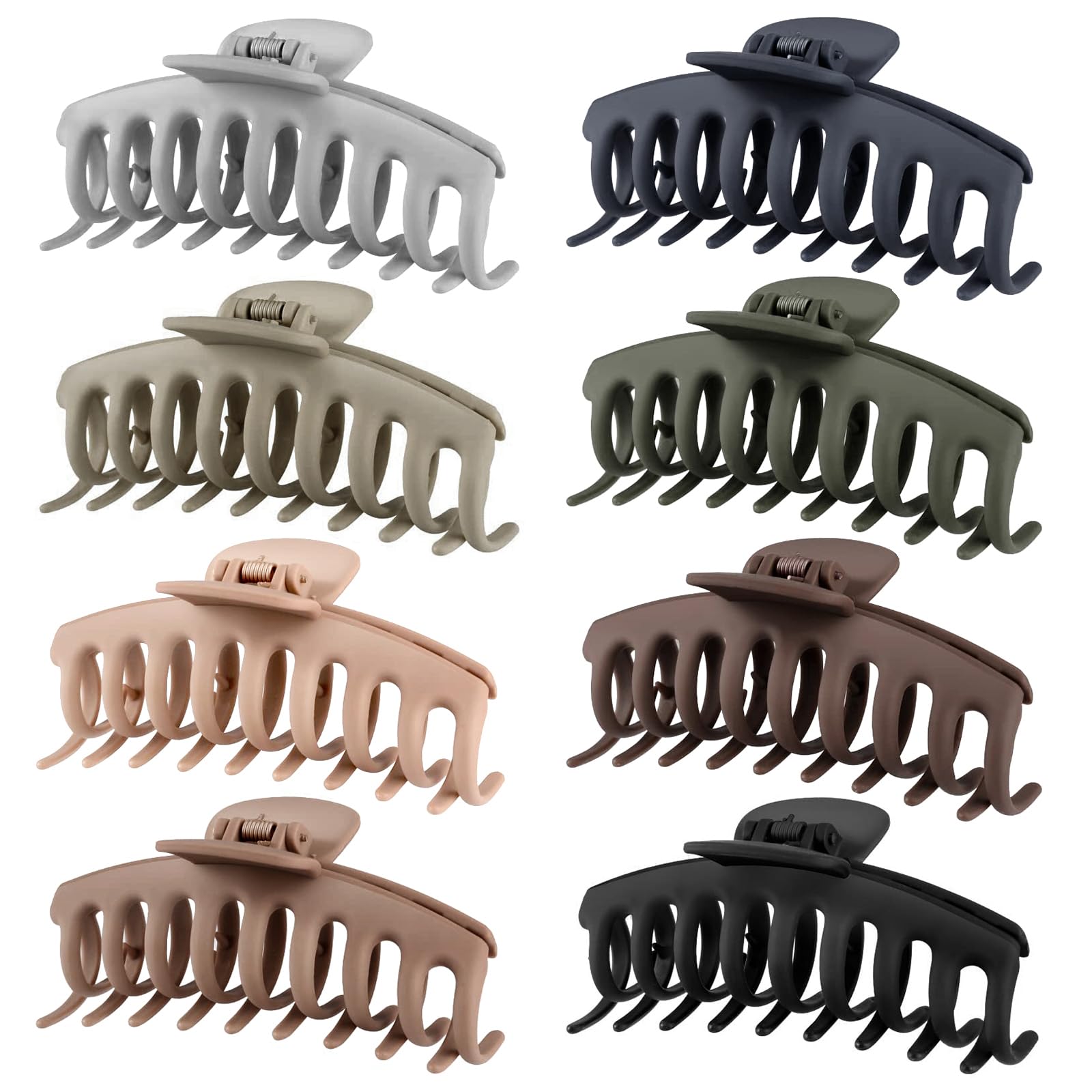 TOCESS front packaging showing eight large neutral claw clips, organized and gift-ready