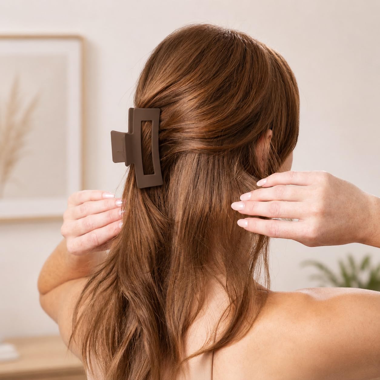 TOCESS clips on bathroom counter during morning routine for quick hands-free styling