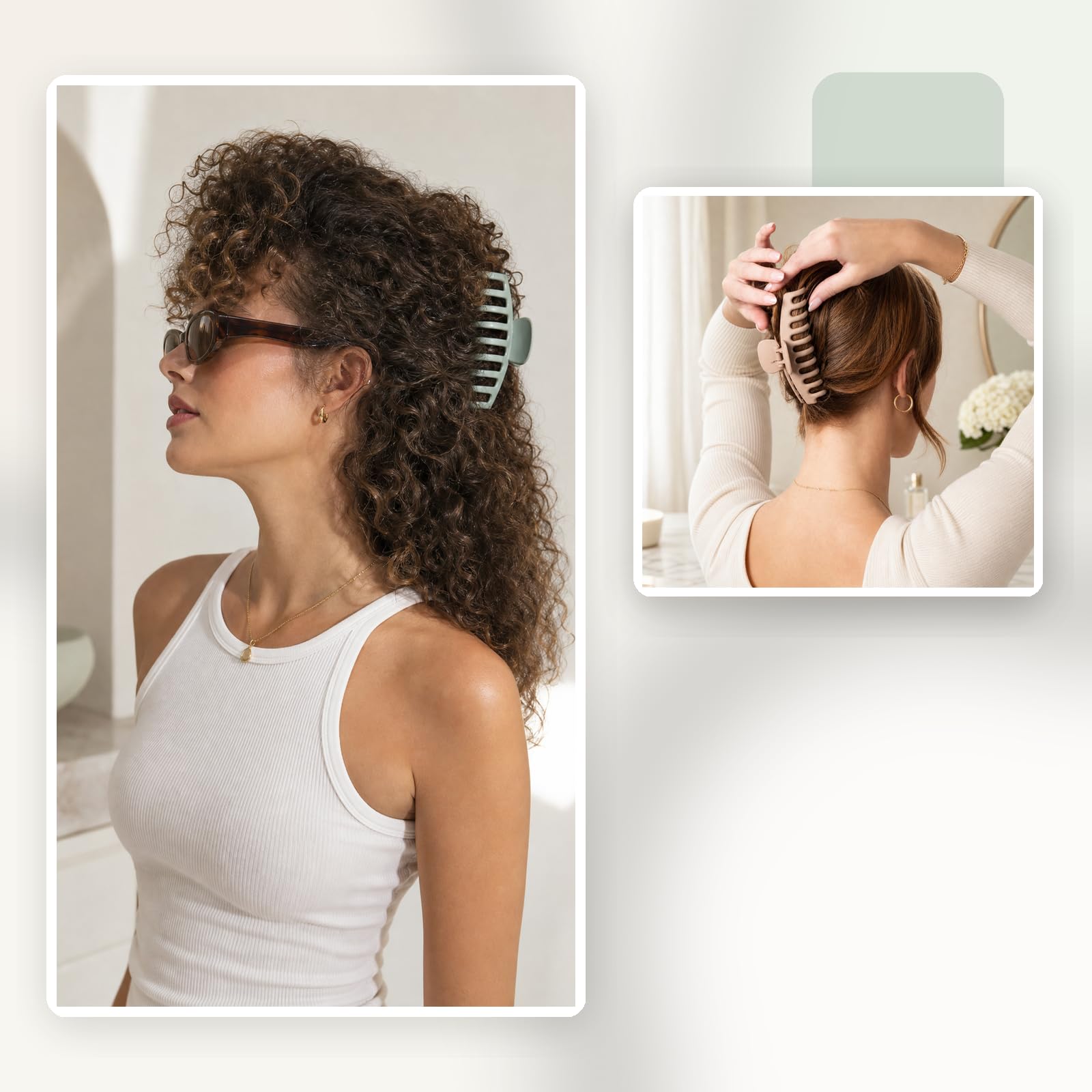 TOCESS clips paired with clothing to show style coordination benefits