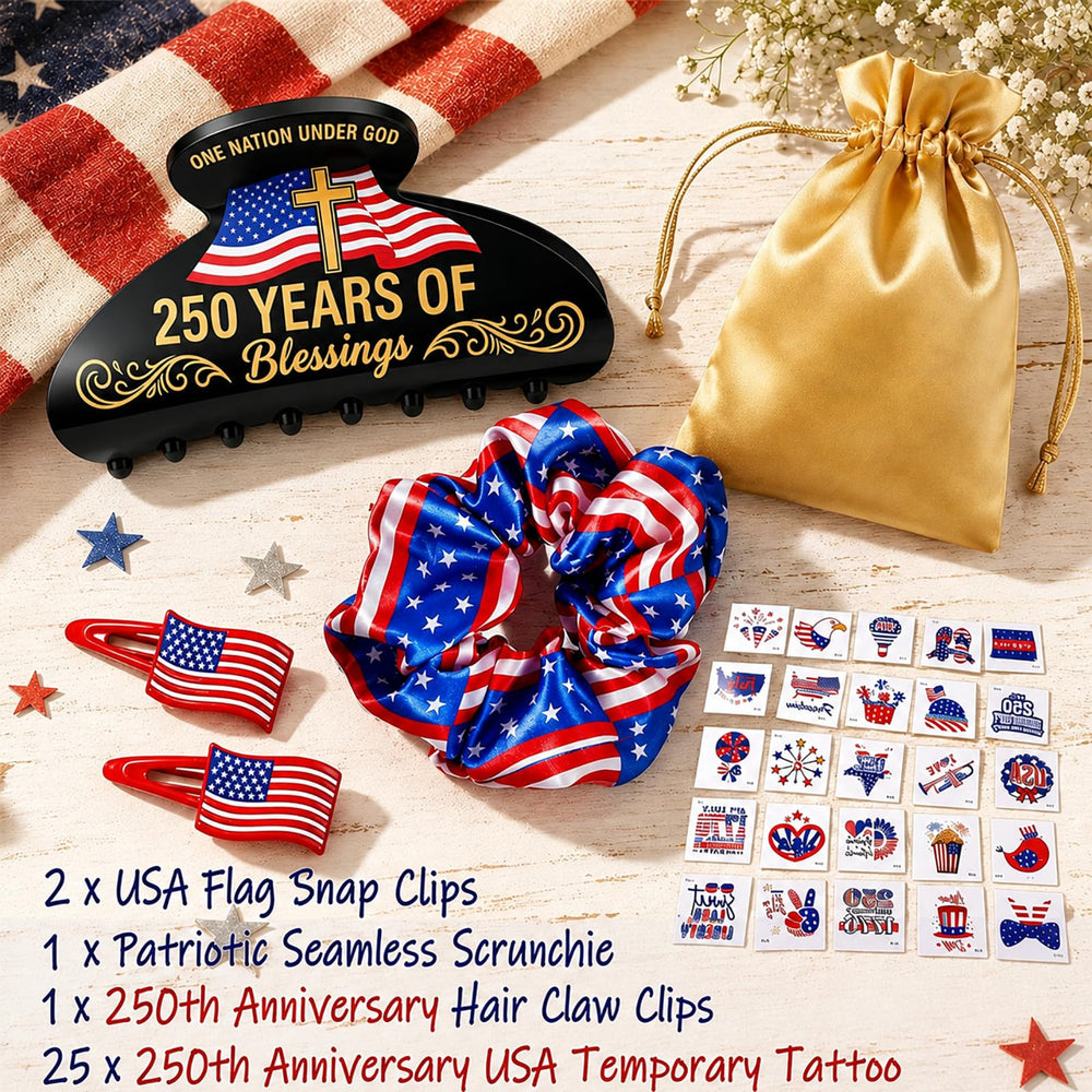 TOCESS patriotic scrunchie close-up texture for gentle hair protection