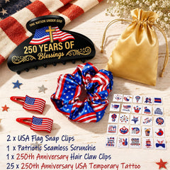 TOCESS patriotic scrunchie close-up texture for gentle hair protection