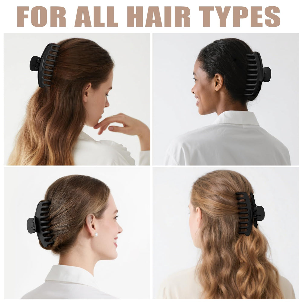 TOCESS clip beside hand for scale demonstrating jumbo size fits thick or long hair