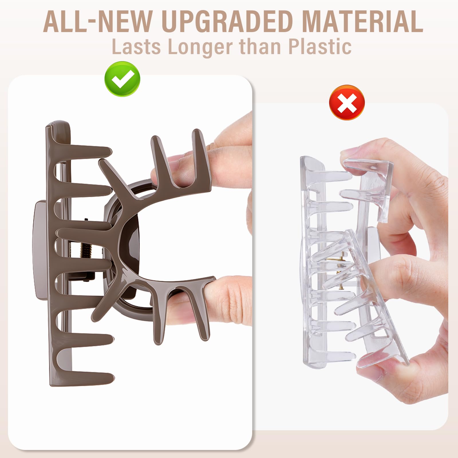 TOCESS square clip profile demonstrating firm hold for thick hair