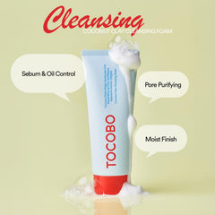 TOCOBO pump lather detail demonstrating creamy foam and gentle cleansing