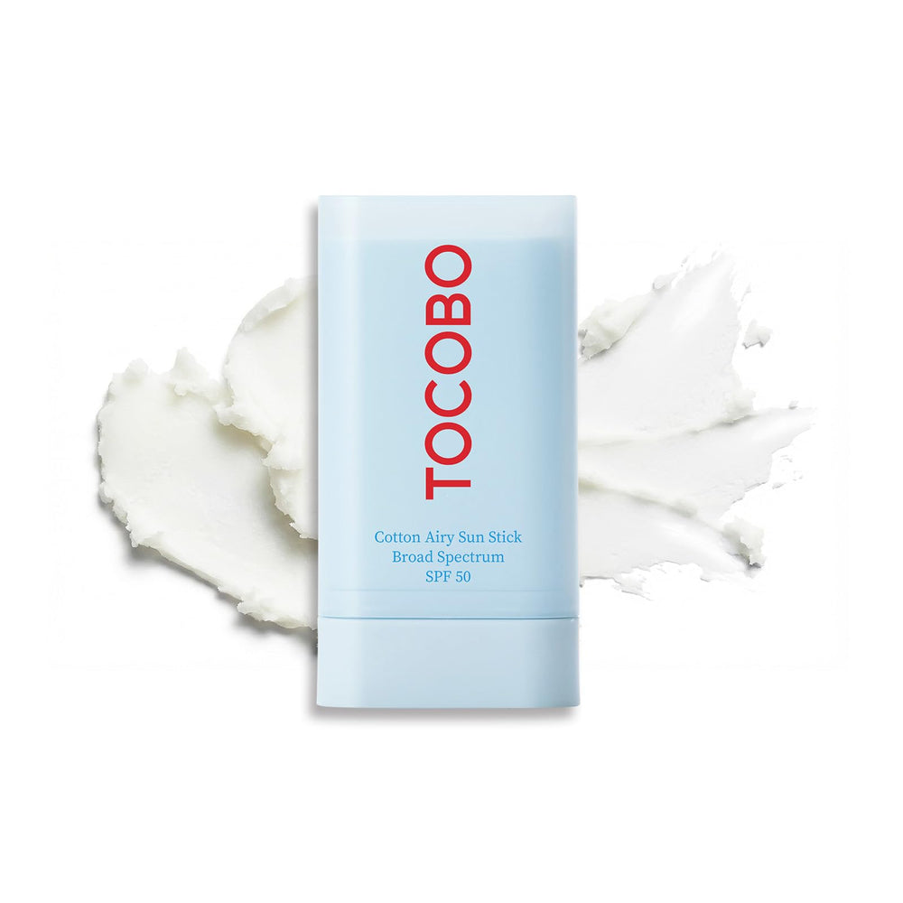 TOCOBO front packaging sun stick showing compact travel design and SPF benefit