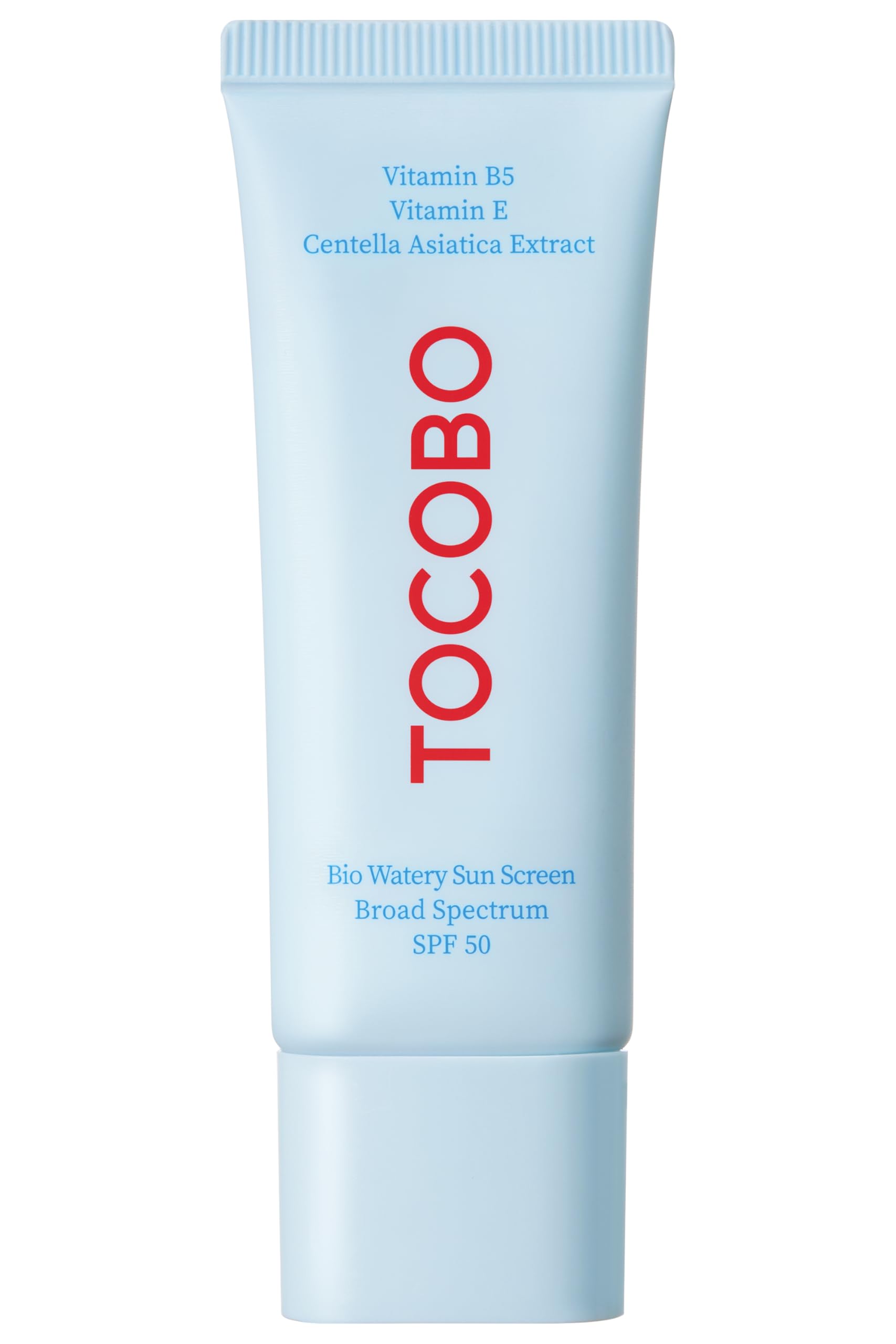 TOCOBO front tube view showing clean branding and SPF50 protection benefit