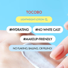 TOCOBO label detail highlighting SPF50 Broad Spectrum and vegan benefit