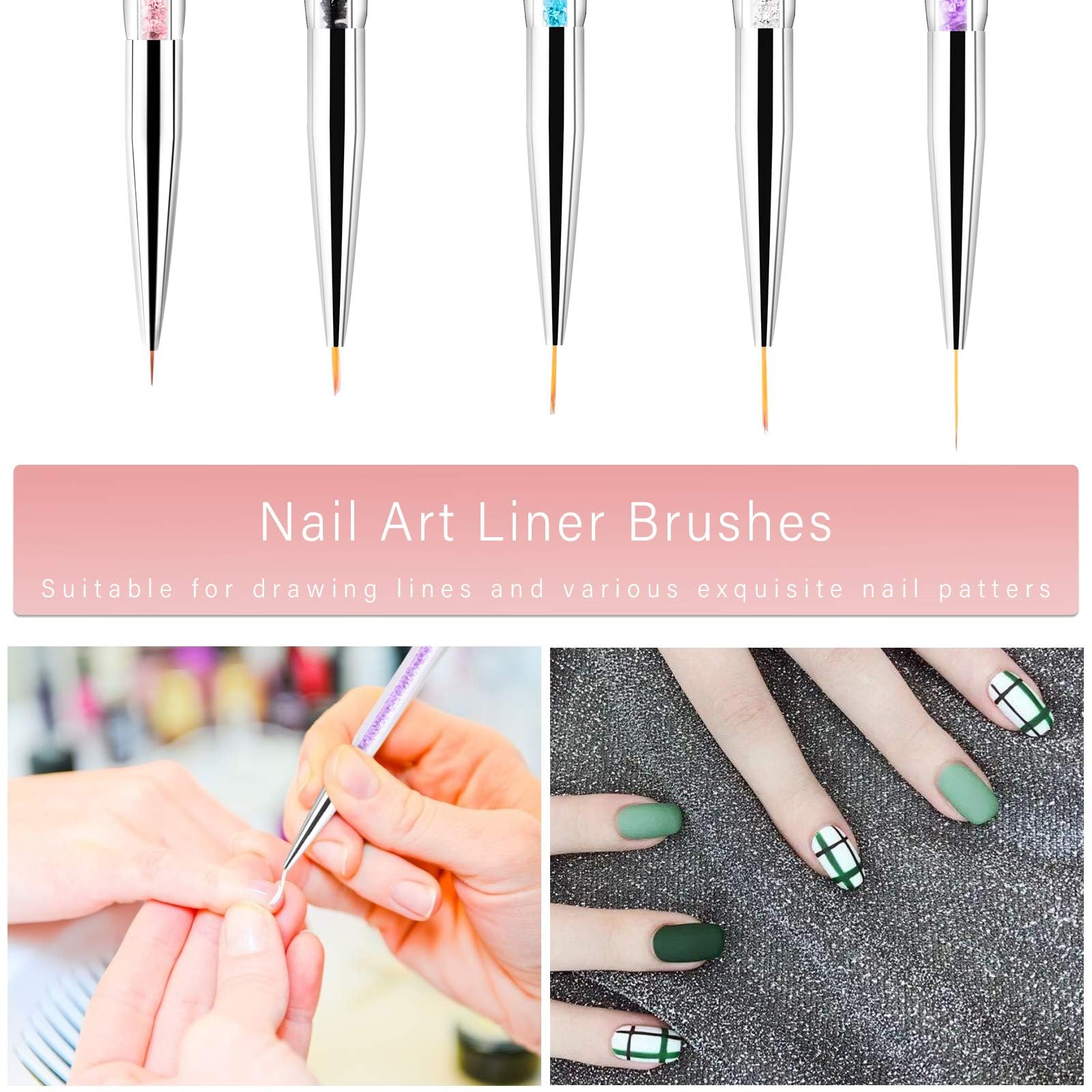 TOCOLES brushes in use painting fine lines on nails to create intricate designs