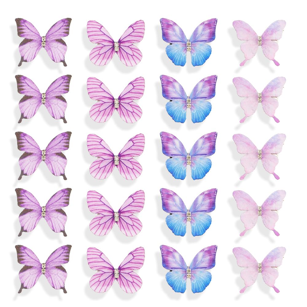 TODDER front view of purple butterfly clips showing color variety and charm